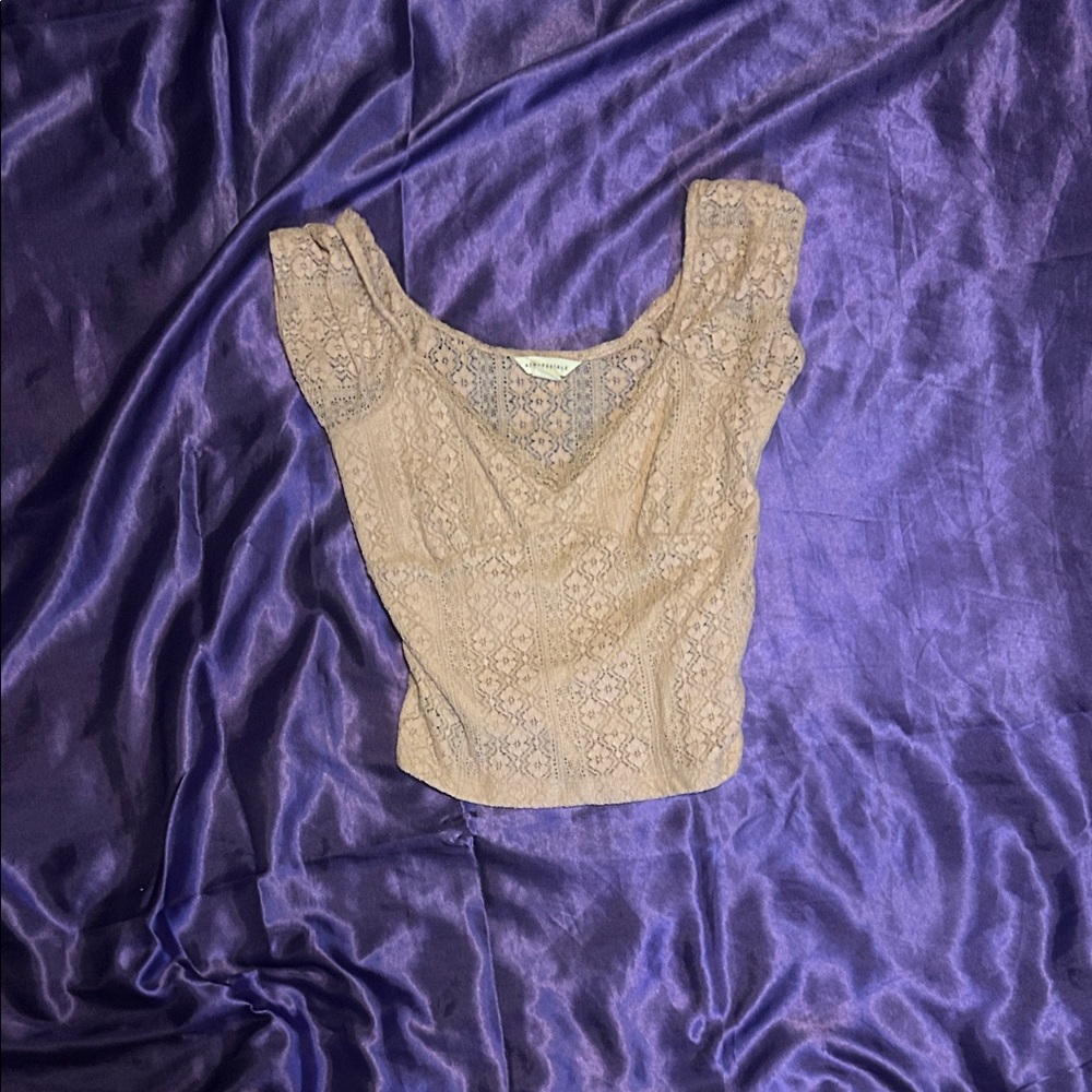 Aeropostale Light Pink Lace Scoop Neck Crop Top